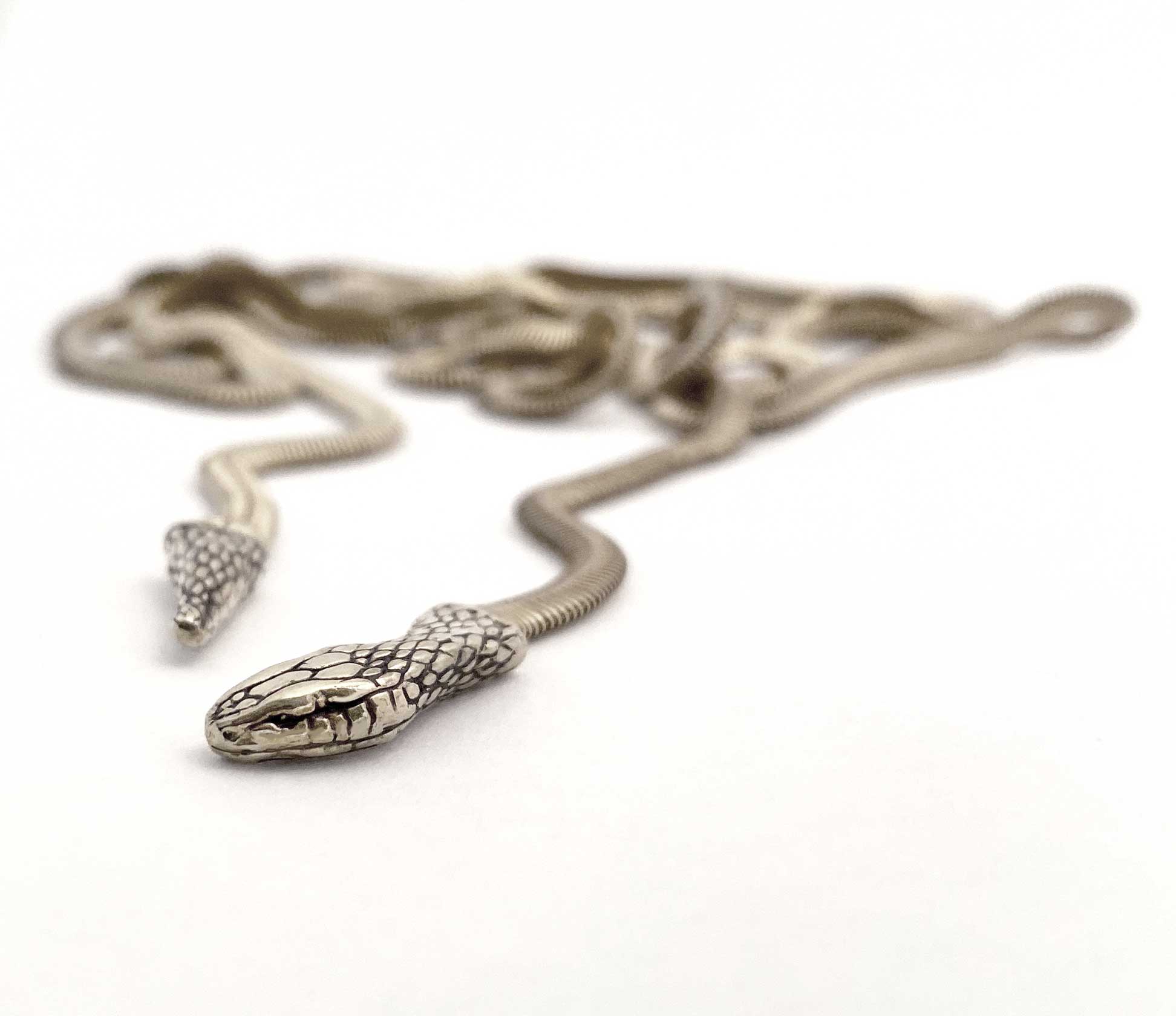 Snake Lariat Necklace in silver - Image 2