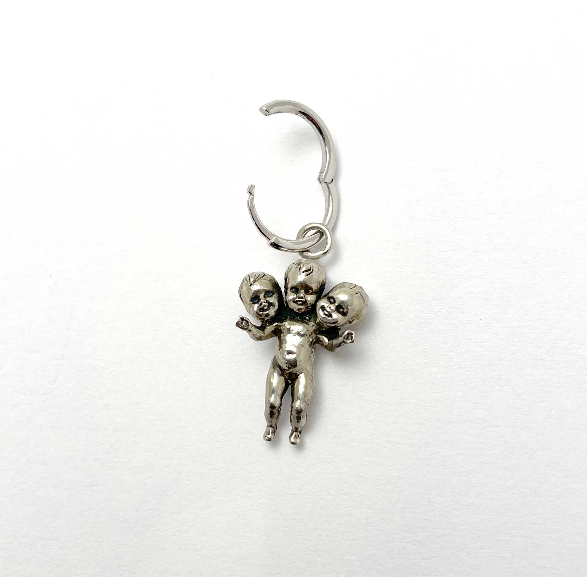 Three Headed Baby Hoop Earrings Large - Image 2