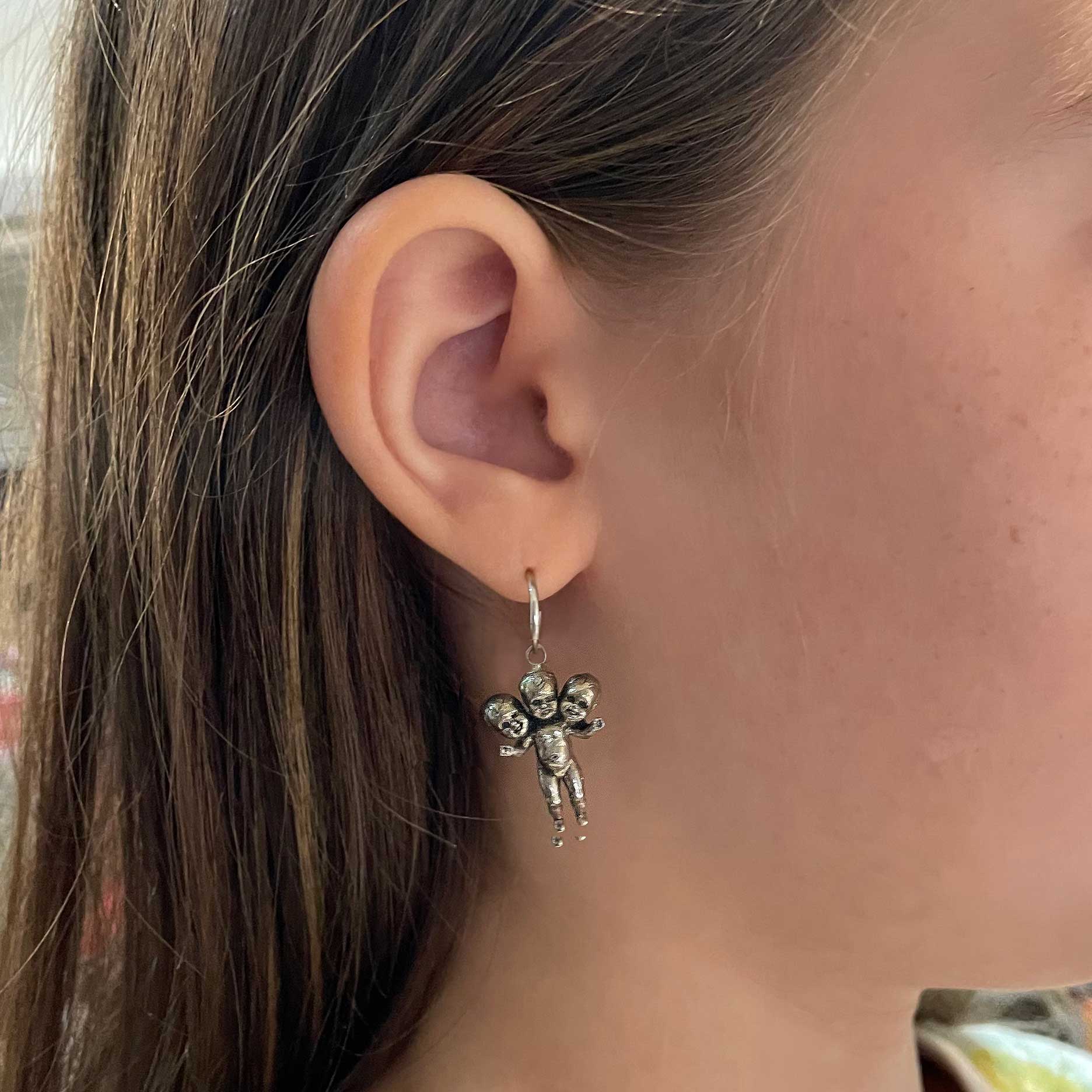 Three Headed Baby Hoop Earrings Large - Image 8