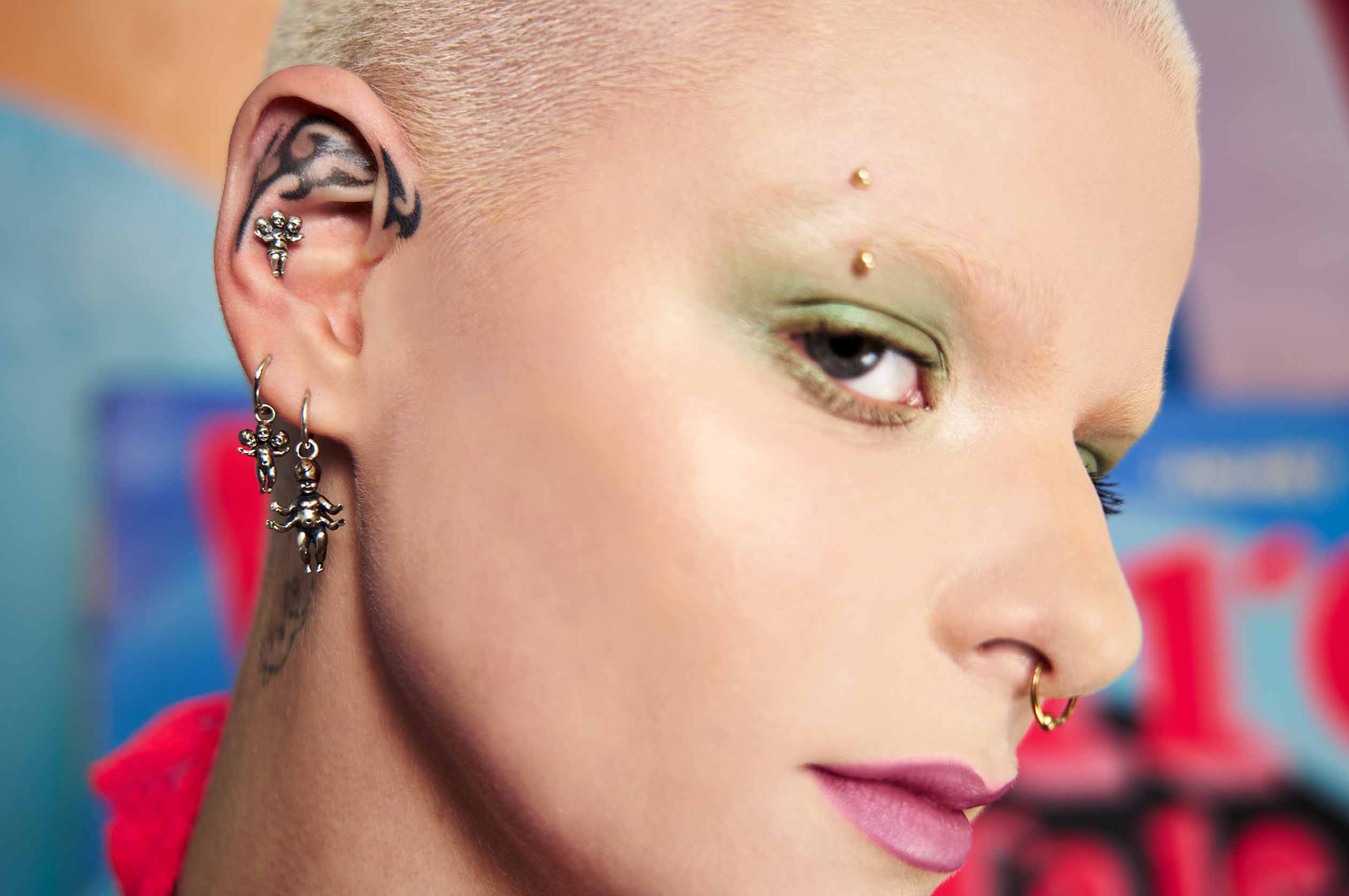 Three Headed Baby Stud Earrings - Image 3